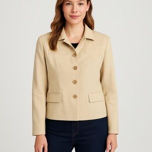 Rafaella Beige Button-Front Blazer Size 10